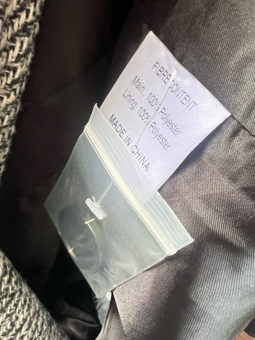 Pink Diamond Oversized Double-Breasted Herringbone Pea Coat - Black & White - Picture 5 of 6